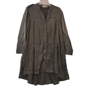 Anthropologie Holding Horses Mariona Shirt Dress 12 Army Green Military Cowgirl